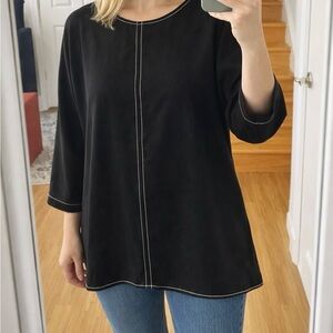 Papaya black blouse top loose minimalist tunic long sleeve casual oversized
